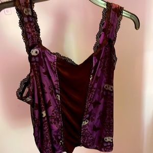 Kuromi by Sanrio purple with black lace overlay cami top. So soft and velvety.